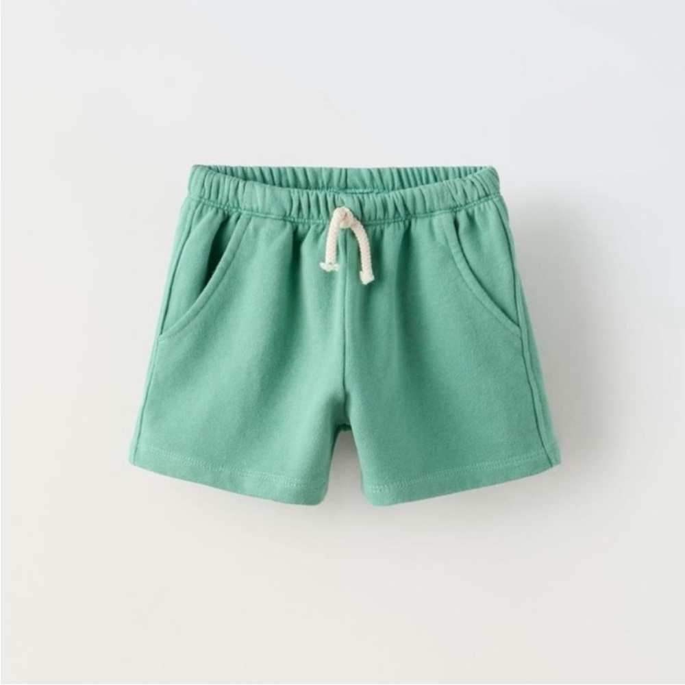 Zara kids, Green, DRAWSTRING SHORTS, 9-12 months